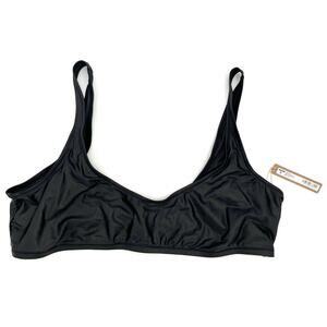 Skims Shine Swim Scoop Neck Bikini Bra Top Plus Size 3x Onyx Black BRAND NEW NWT